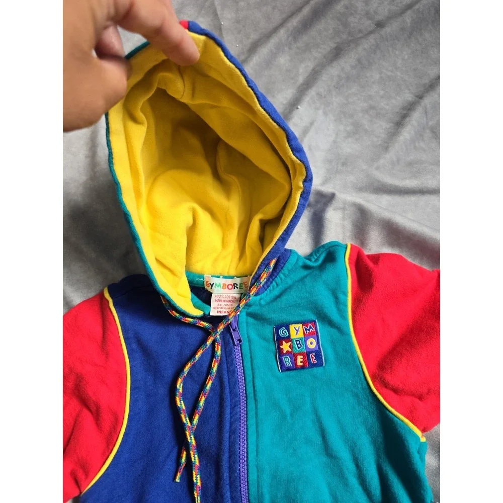 Vintage Gymboree Color Block Hoodie Sweatshirt 6-12 Months Rainbow Tag